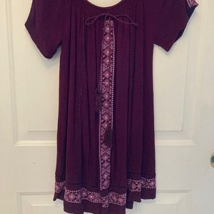 Miami Medium Double-Lined Deep Purple Embroidered Boho Tunic/Dress with tassels!